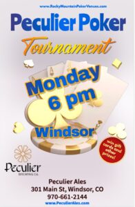 (Windsor) Win bar gift cards and earn bonus chips for the Peculier Ales Quarterly Tournament - Rocky Mountain Poker Venues @ Peculier Ales Windsor | Windsor | Colorado | United States